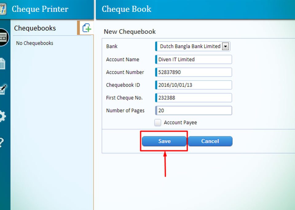 chequebook printing software